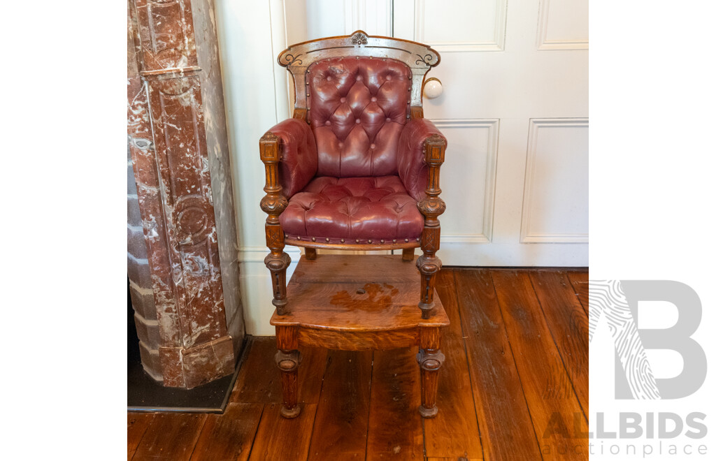 Edwardian Oak Childs Highchair with Riser