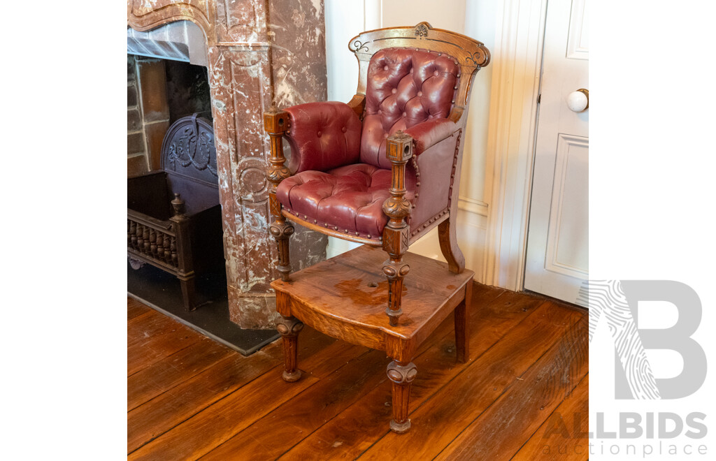 Edwardian Oak Childs Highchair with Riser