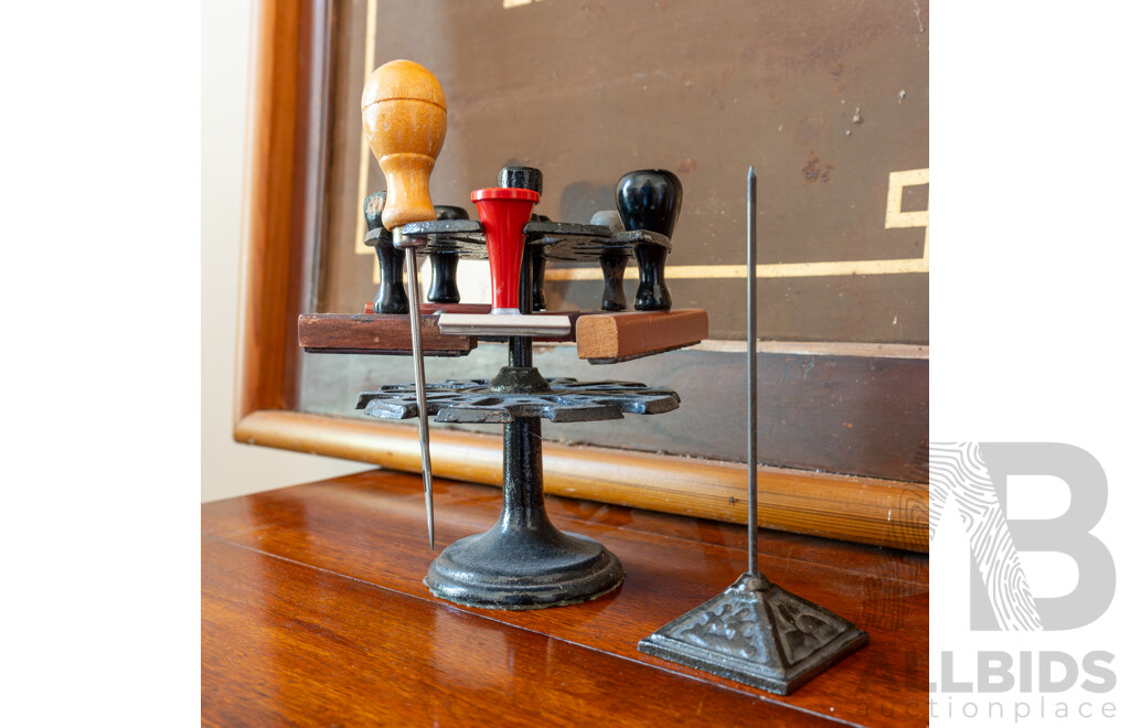 Victorian Cast Iron Stamp Stand with Letter Spike