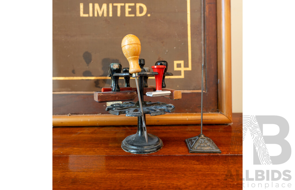 Victorian Cast Iron Stamp Stand with Letter Spike