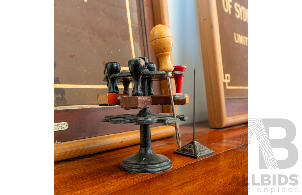 Victorian Cast Iron Stamp Stand with Letter Spike