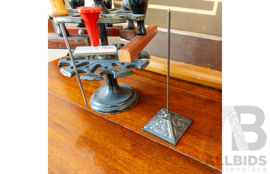 Victorian Cast Iron Stamp Stand with Letter Spike