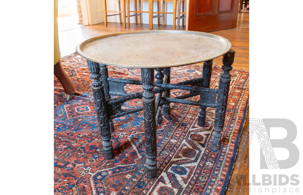 Beaten Brass Indian Side Table