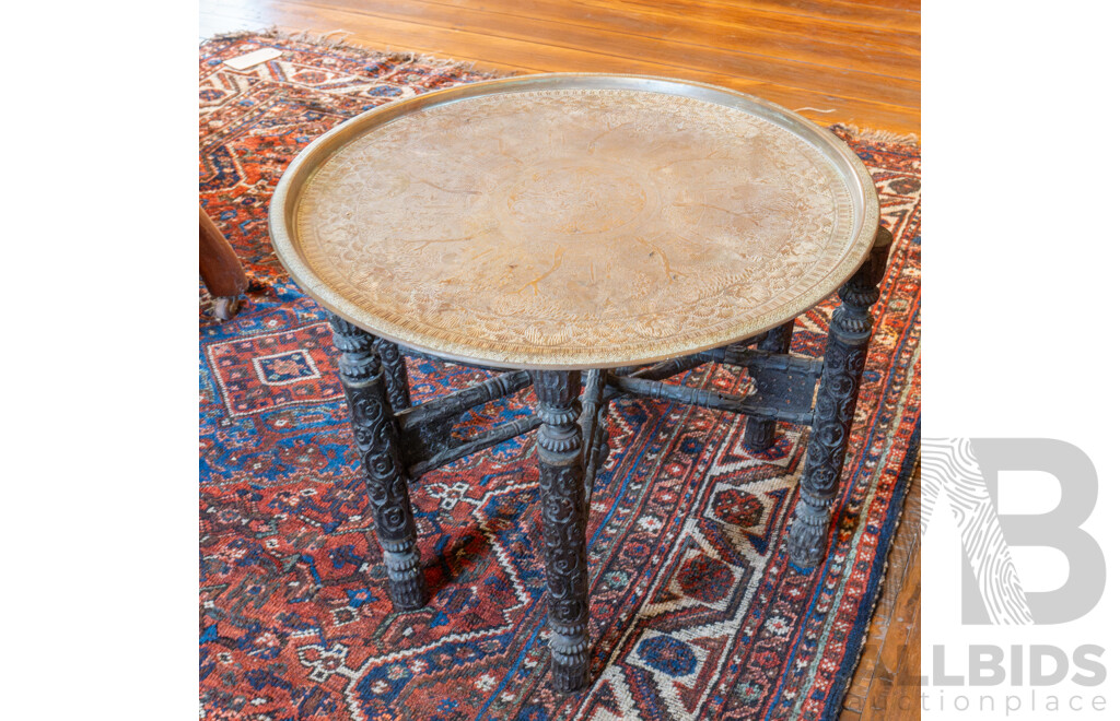 Beaten Brass Indian Side Table