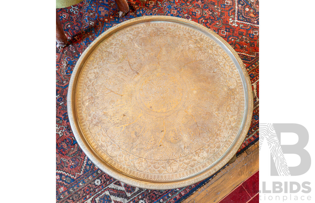 Beaten Brass Indian Side Table