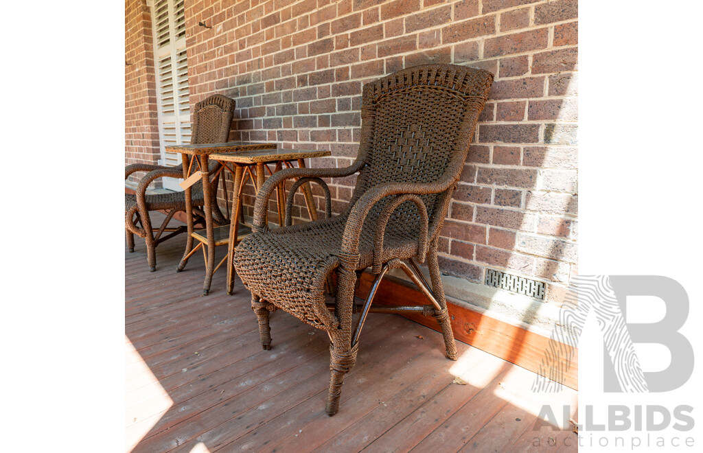 Pair of Turn of the Century Seagrass Armchairs