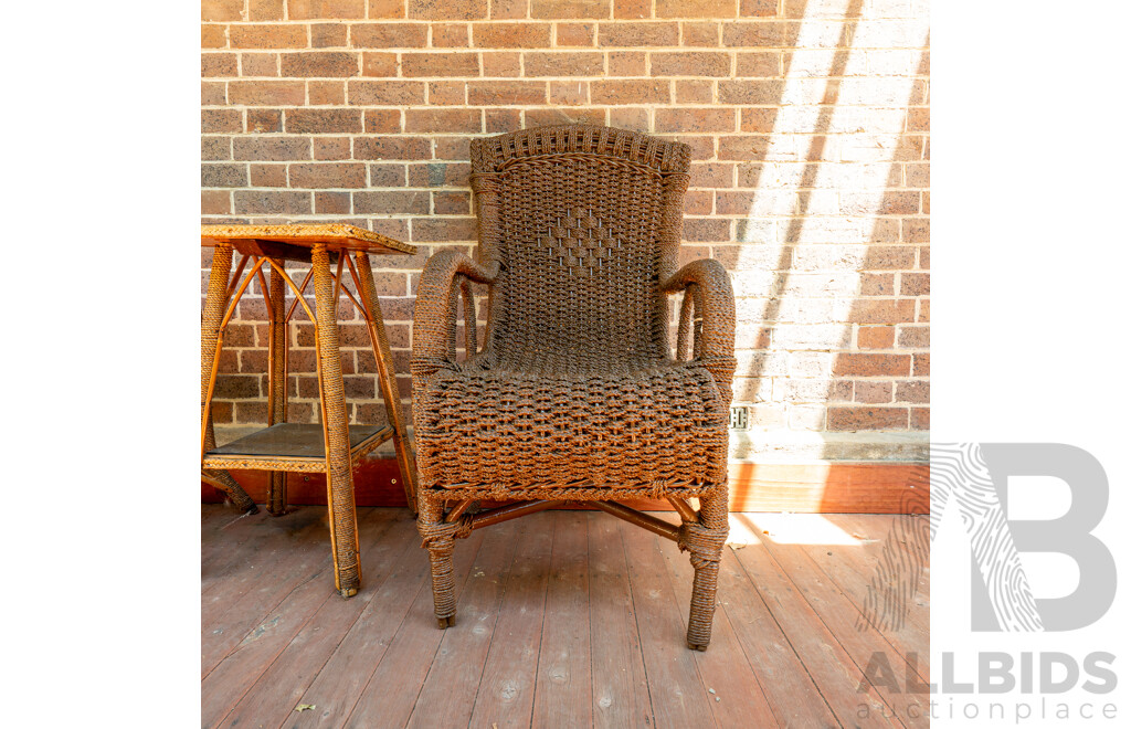 Pair of Turn of the Century Seagrass Armchairs