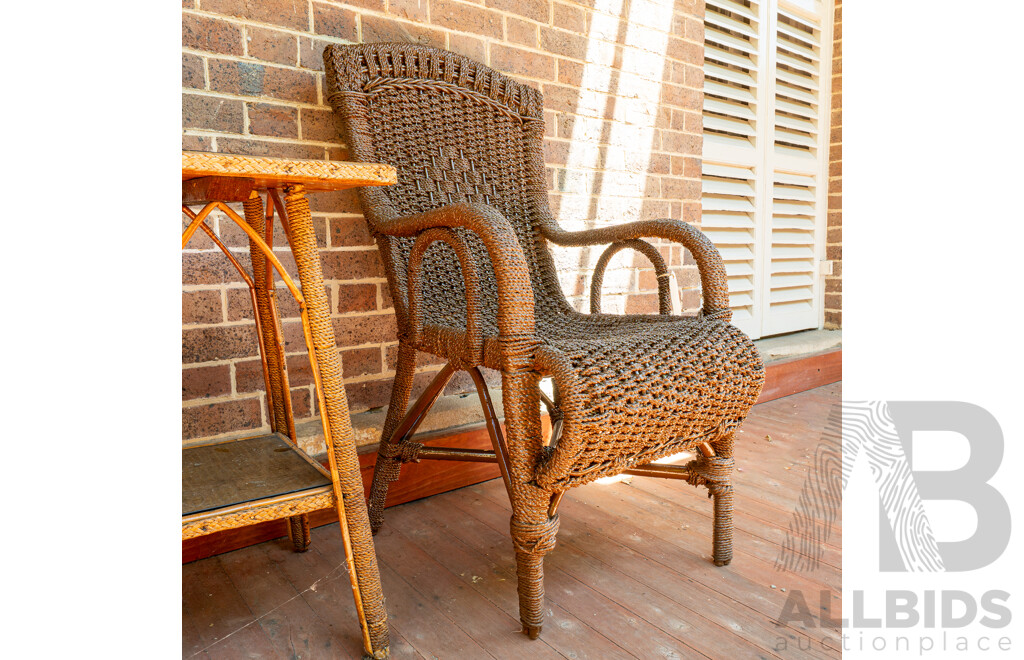 Pair of Turn of the Century Seagrass Armchairs