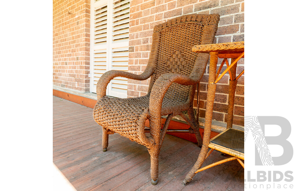 Pair of Turn of the Century Seagrass Armchairs