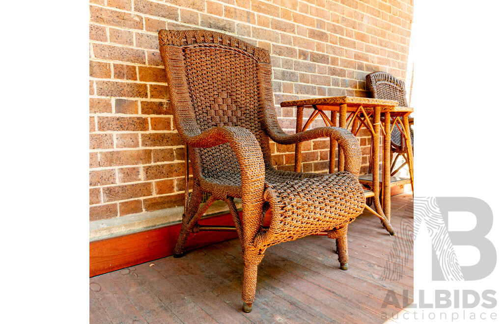 Pair of Turn of the Century Seagrass Armchairs