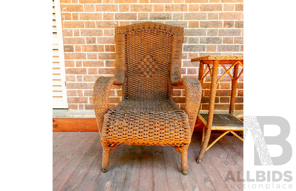 Pair of Turn of the Century Seagrass Armchairs