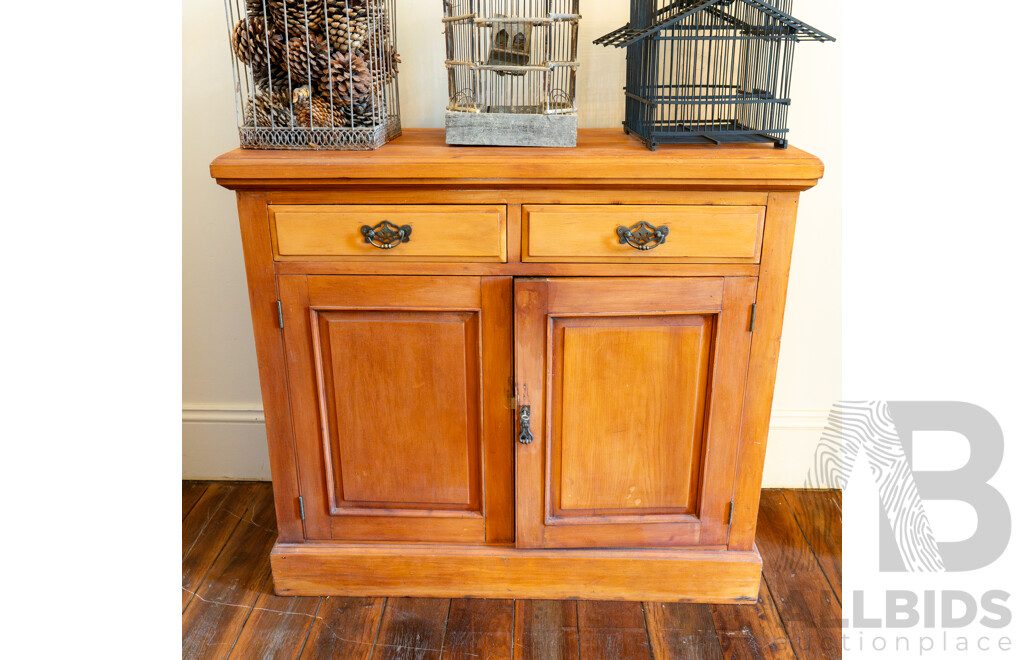 Edwardian Pine Two Door, Two Drawer Sideboard