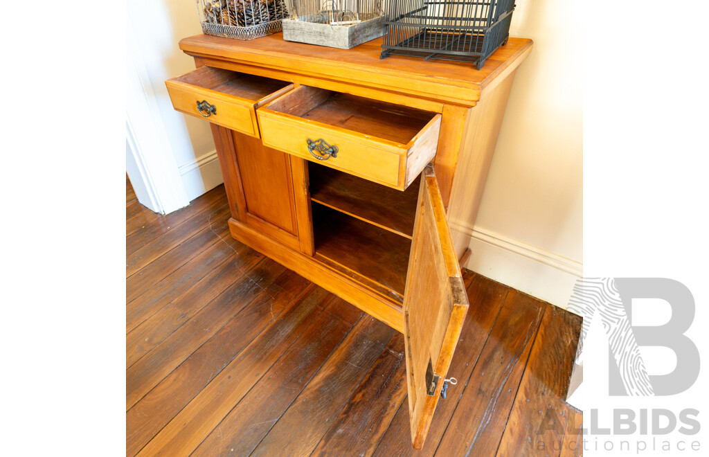 Edwardian Pine Two Door, Two Drawer Sideboard