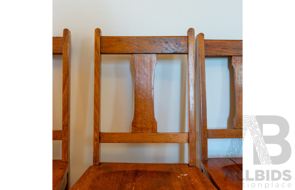 Set of Five Art Deco Oak School Chairs