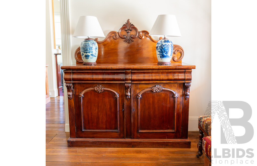 Early Victorian Flame Mahogany Chiffonier, Circa 1850