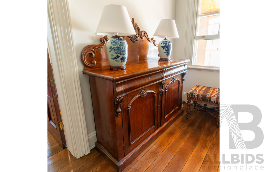 Early Victorian Flame Mahogany Chiffonier, Circa 1850