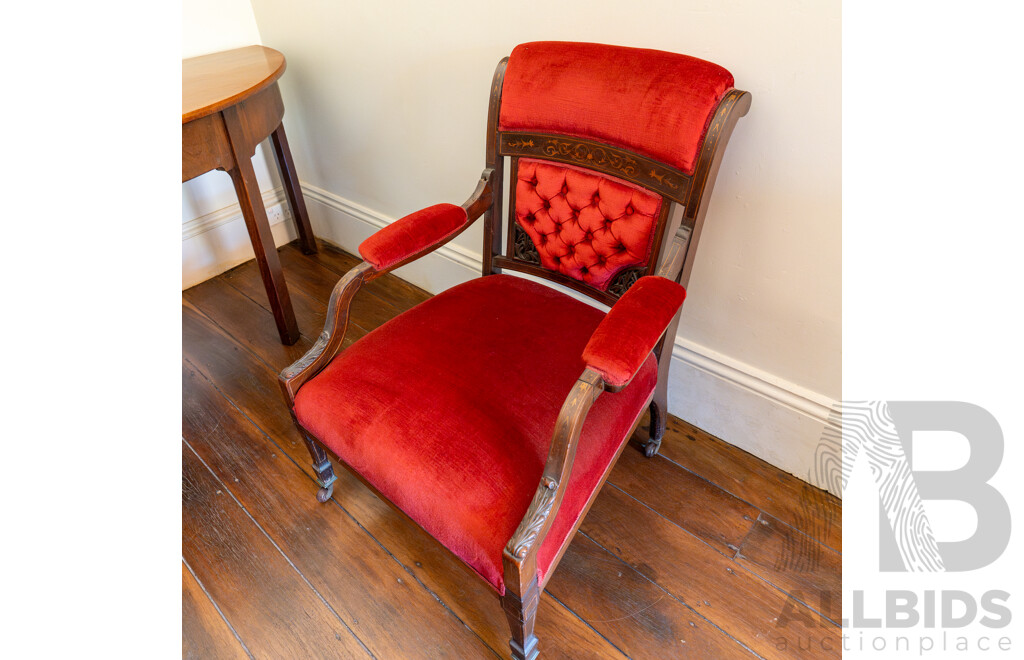 Victorian Mahogany Reading Chair with String Inlay