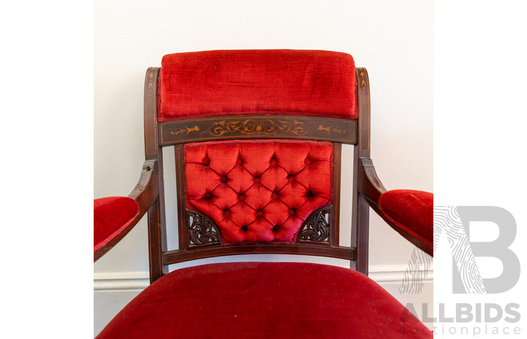 Victorian Mahogany Reading Chair with String Inlay