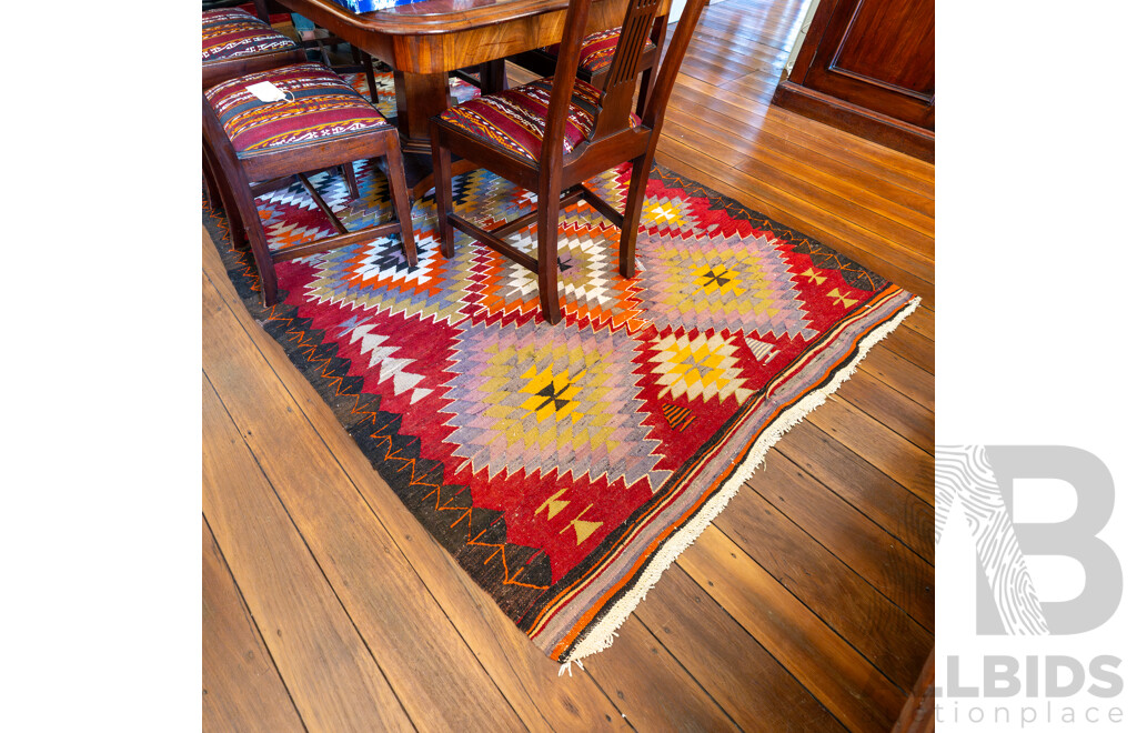 Hand Woven Afghan Wool Kilim with Bright Colours