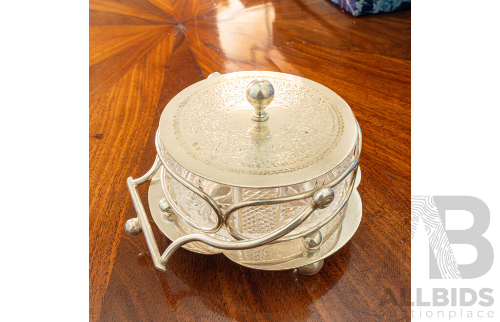 Collection of Four Cut Glass and Silver Plate Cruet Sets