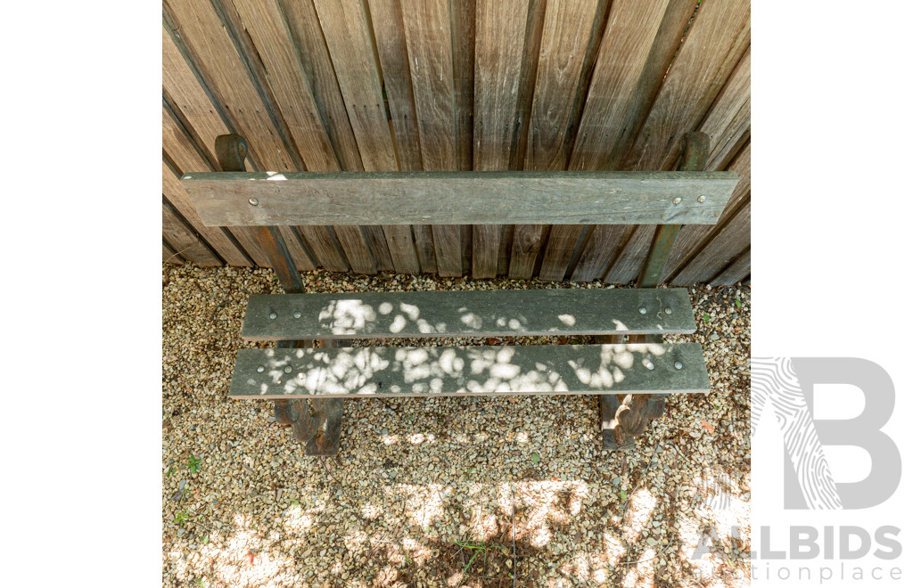 Antique Cast Iron Garden Bench, Marked 'Toulon'