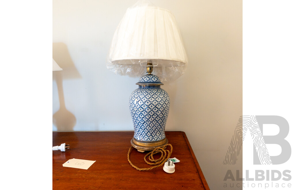 Chinese Blue and White Ginger Jar Converted Table Lamp