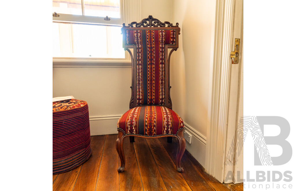 Turn of The Century Mahogany Prie-Dieu with Later Upholstery