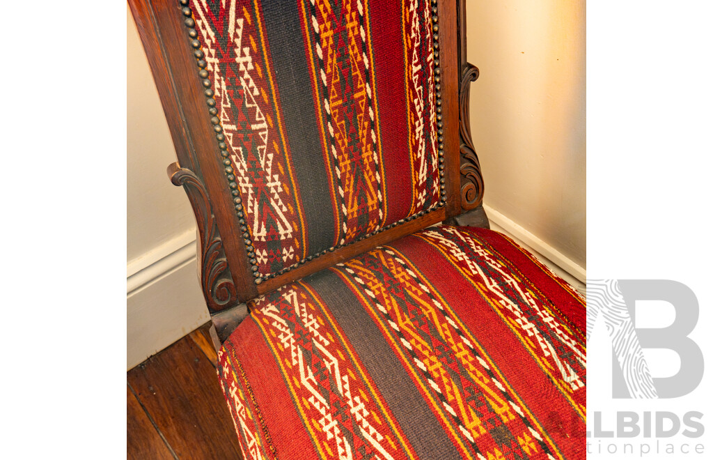 Turn of The Century Mahogany Prie-Dieu with Later Upholstery