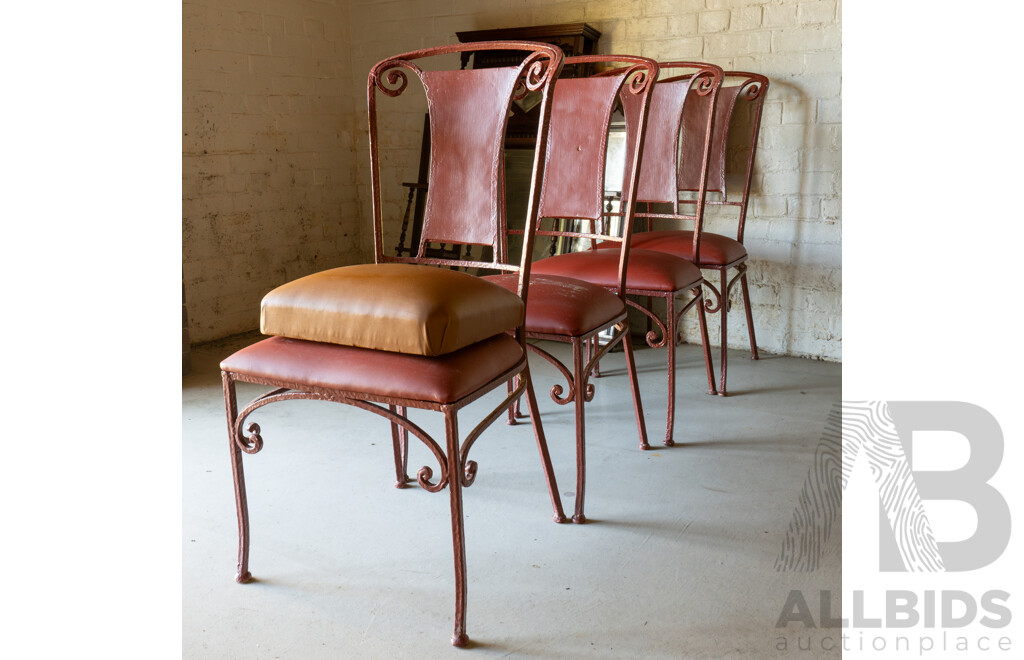 Set of Four French Wrought Iron Cafe Chairs