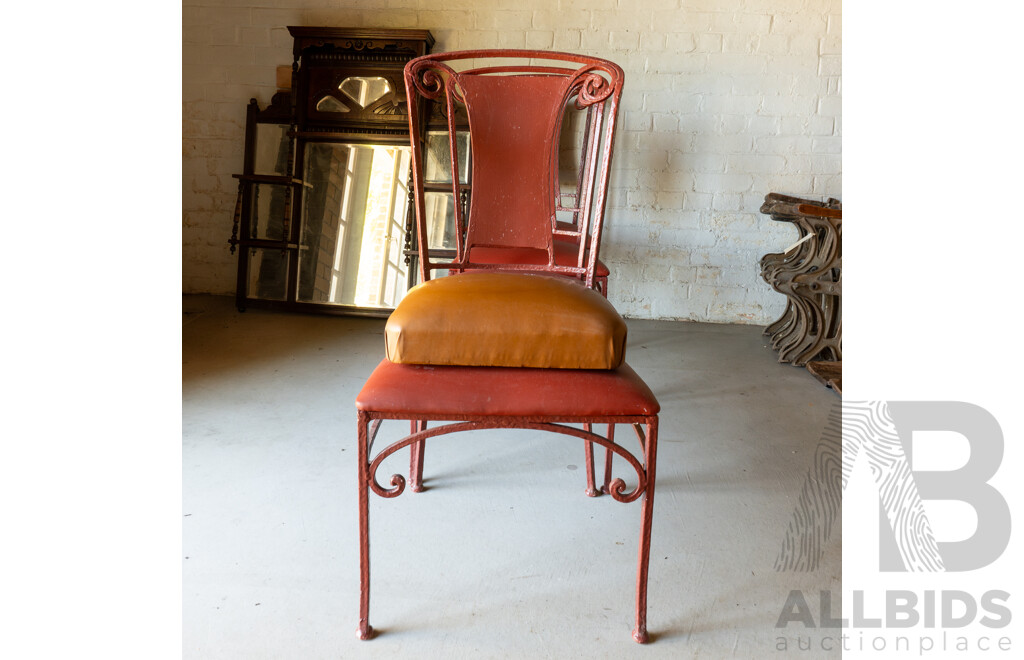 Set of Four French Wrought Iron Cafe Chairs