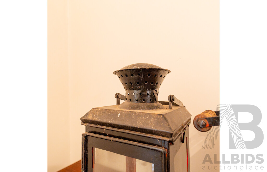 Pair of Vintage Metal Carriage Lanterns Converted to Candle Holders