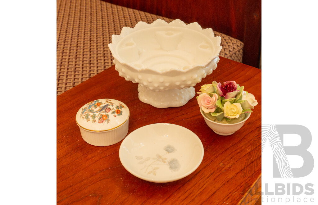 Selection of Ceramics, Including Coalport, Wedgwood and Milk Glass