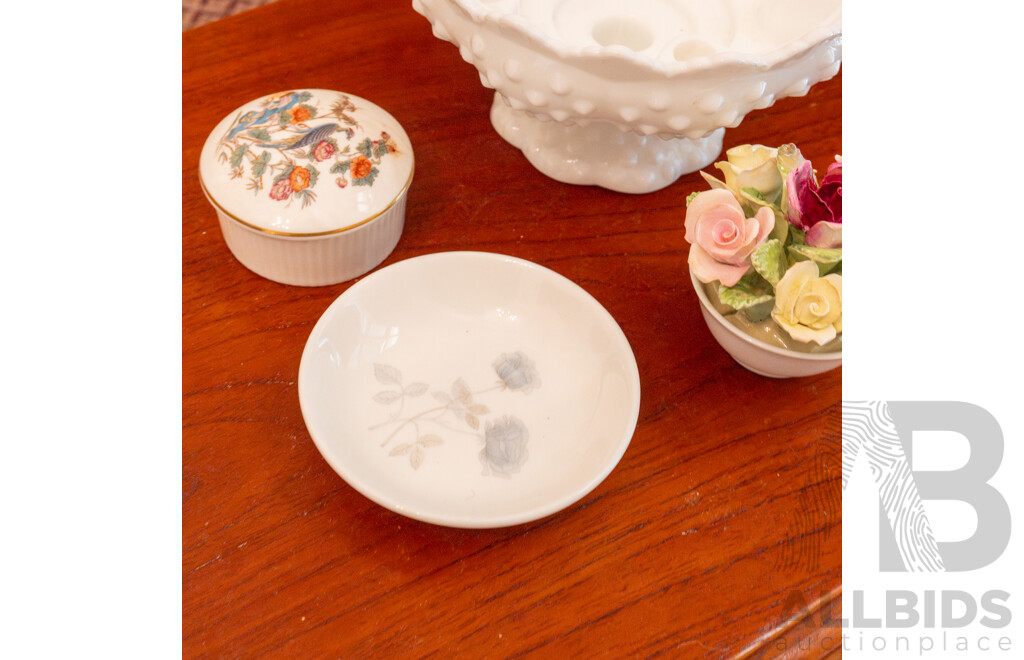 Selection of Ceramics, Including Coalport, Wedgwood and Milk Glass