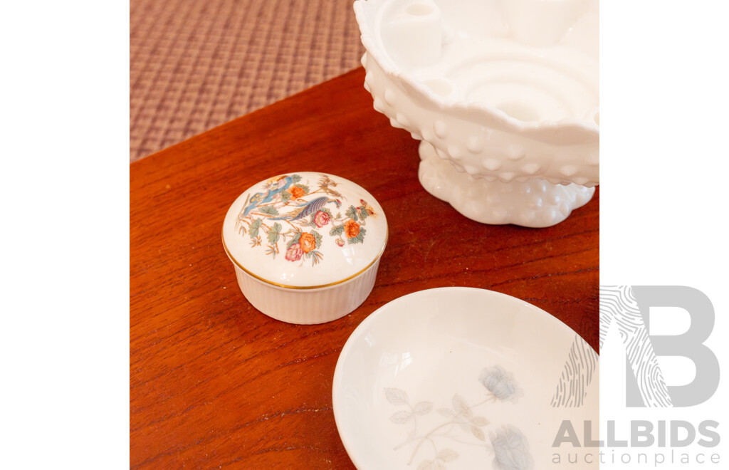 Selection of Ceramics, Including Coalport, Wedgwood and Milk Glass