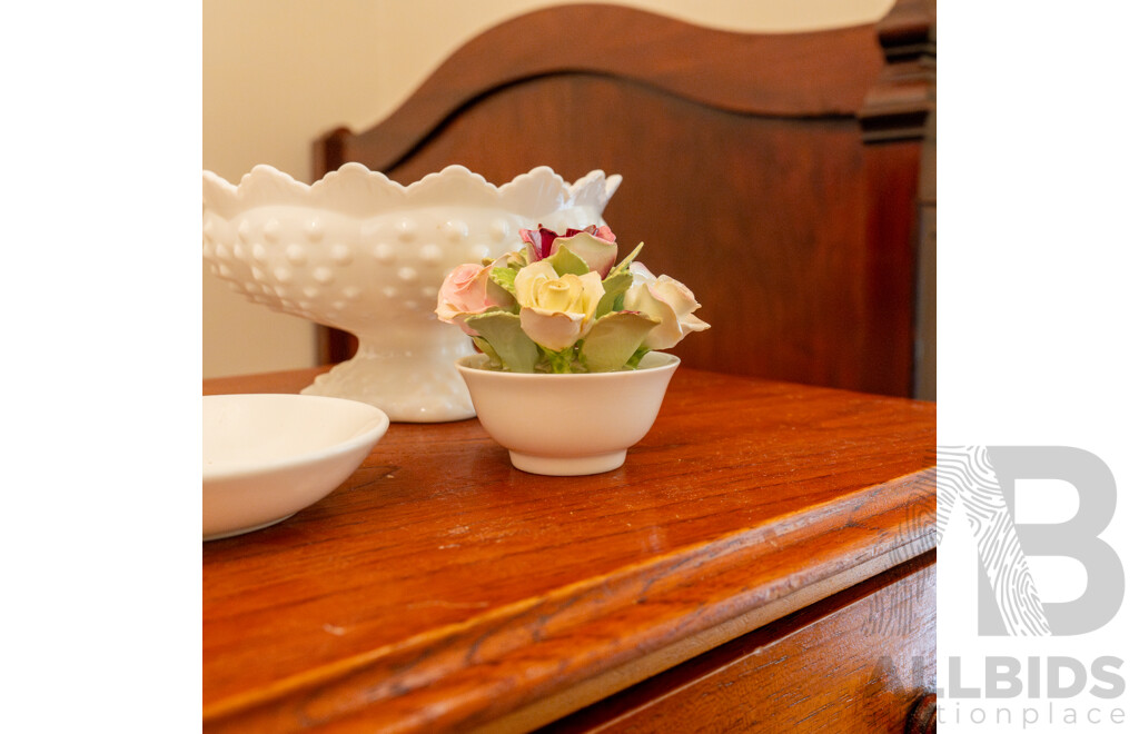 Selection of Ceramics, Including Coalport, Wedgwood and Milk Glass