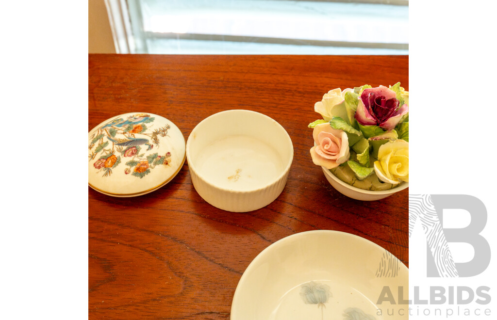 Selection of Ceramics, Including Coalport, Wedgwood and Milk Glass