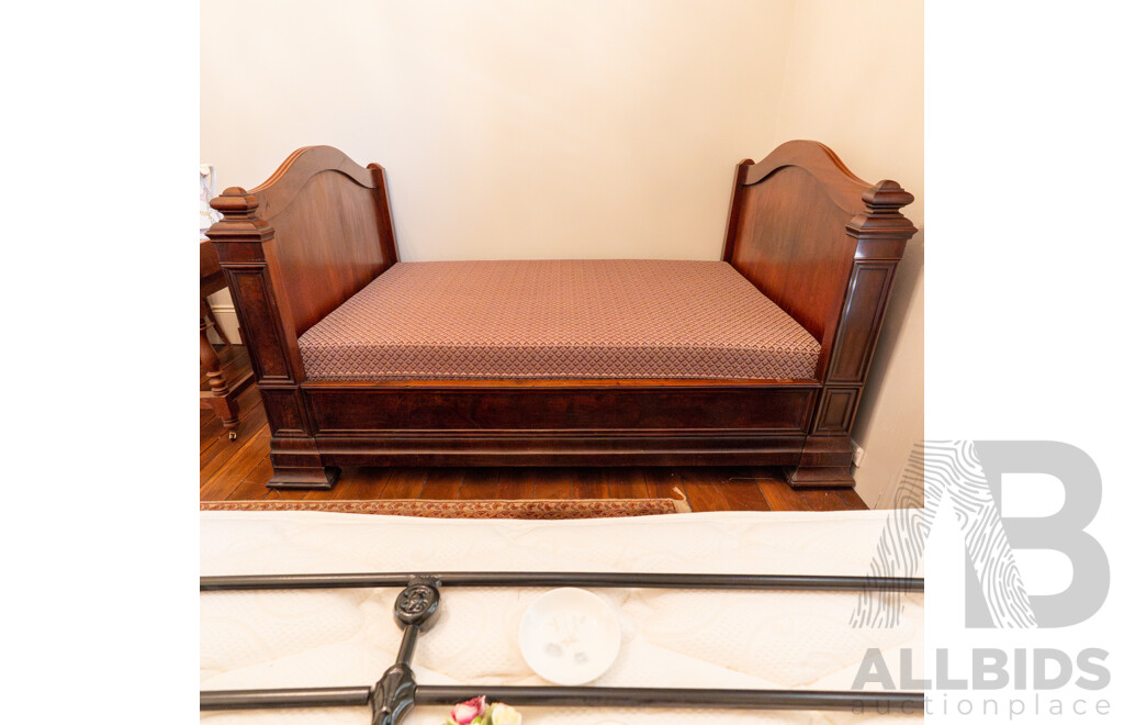 Victorian Rosewood King Single Sleigh Bed