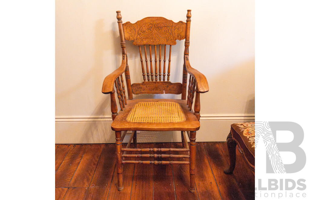 American Oak Spindle Back Reading Chair