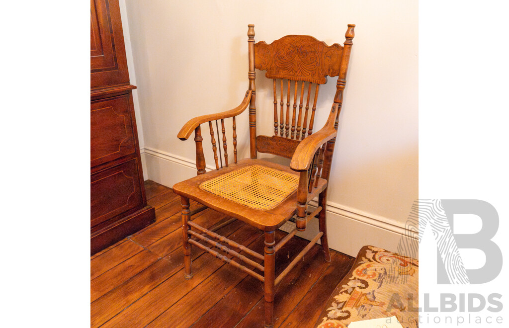 American Oak Spindle Back Reading Chair