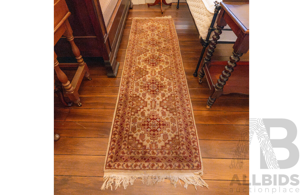 Hand Knotted Persian Hall Runner with Geometric Design