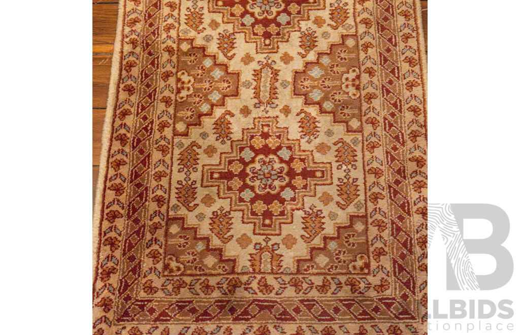 Hand Knotted Persian Hall Runner with Geometric Design