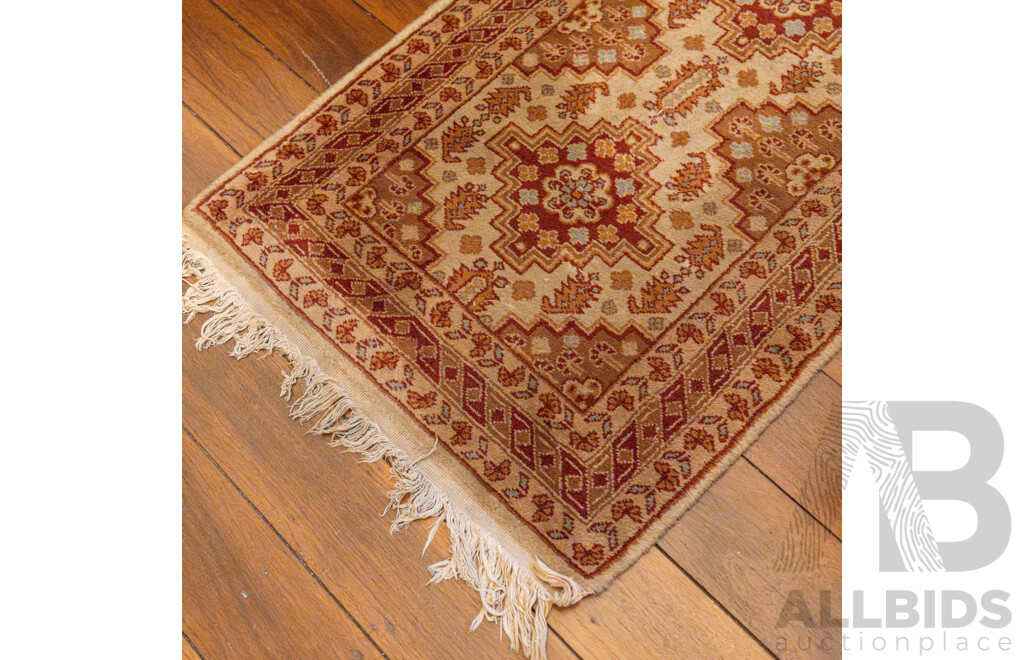 Hand Knotted Persian Hall Runner with Geometric Design