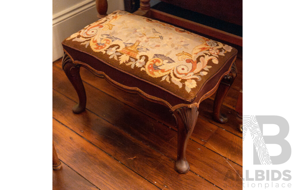 Mahogany Tapestry Top Footstool