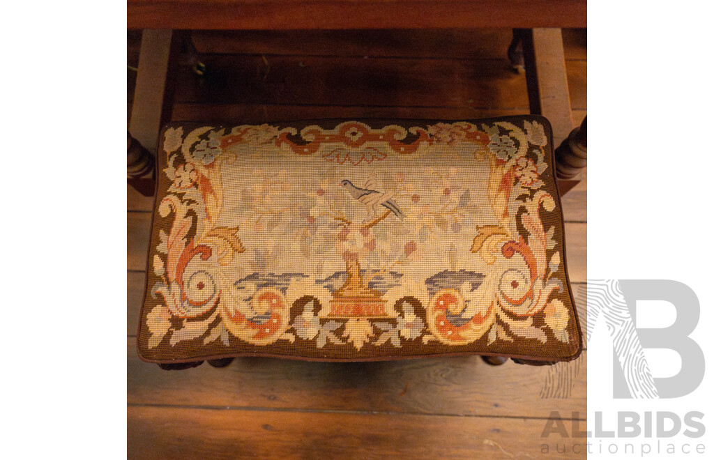 Mahogany Tapestry Top Footstool