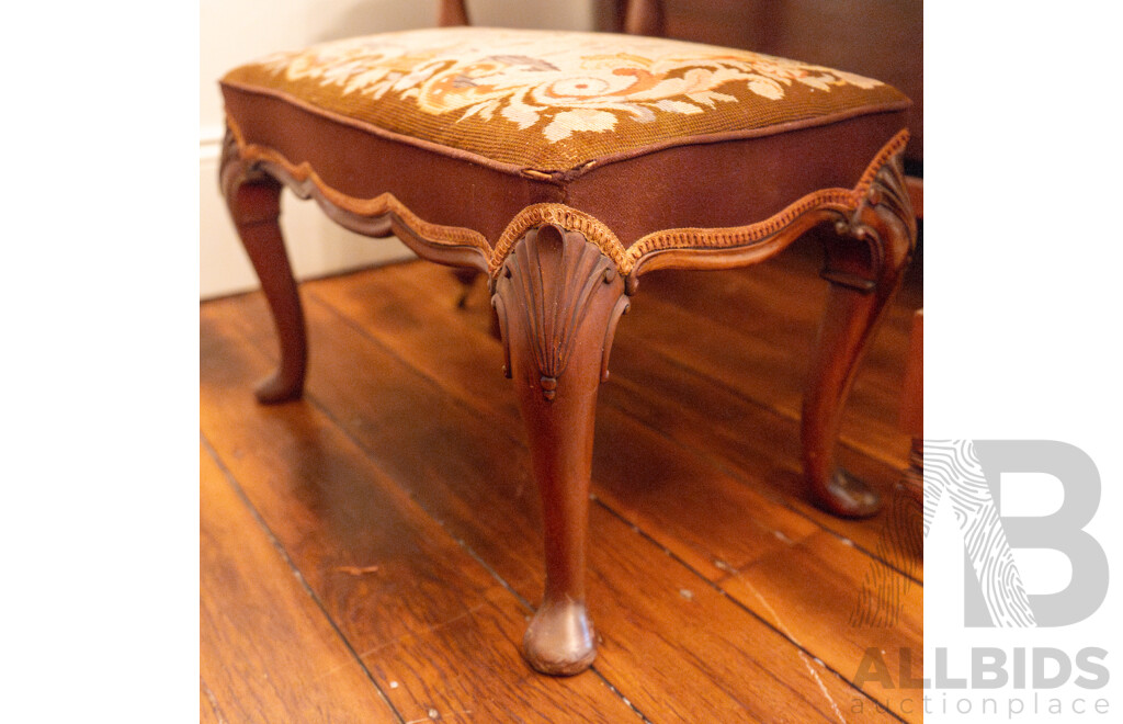 Mahogany Tapestry Top Footstool