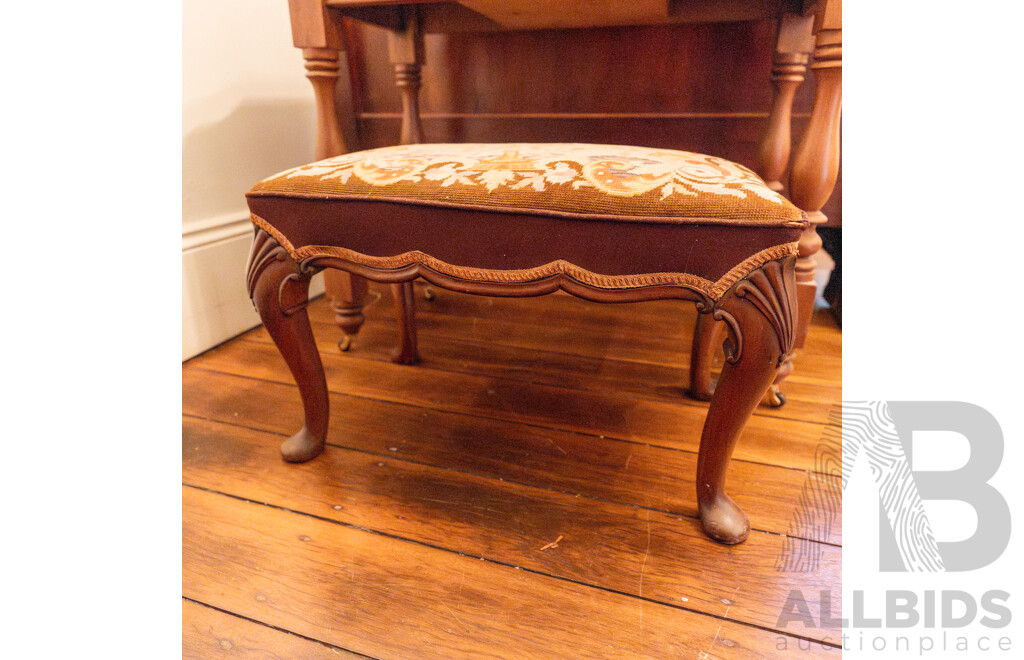 Mahogany Tapestry Top Footstool