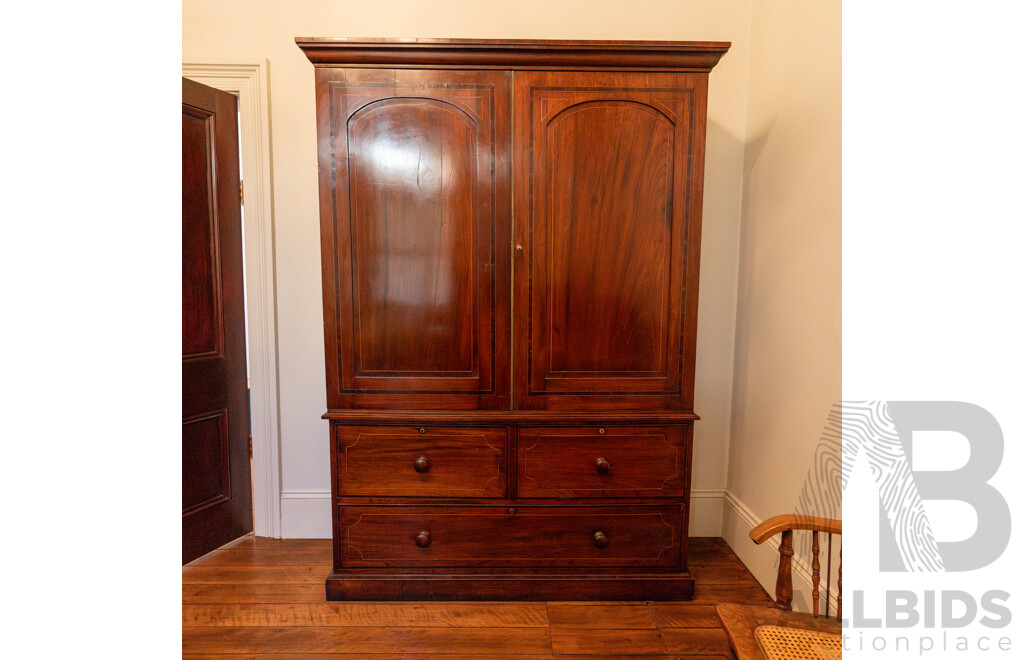 Victorian Mahogany and Satinwood Two Piece Gents robe