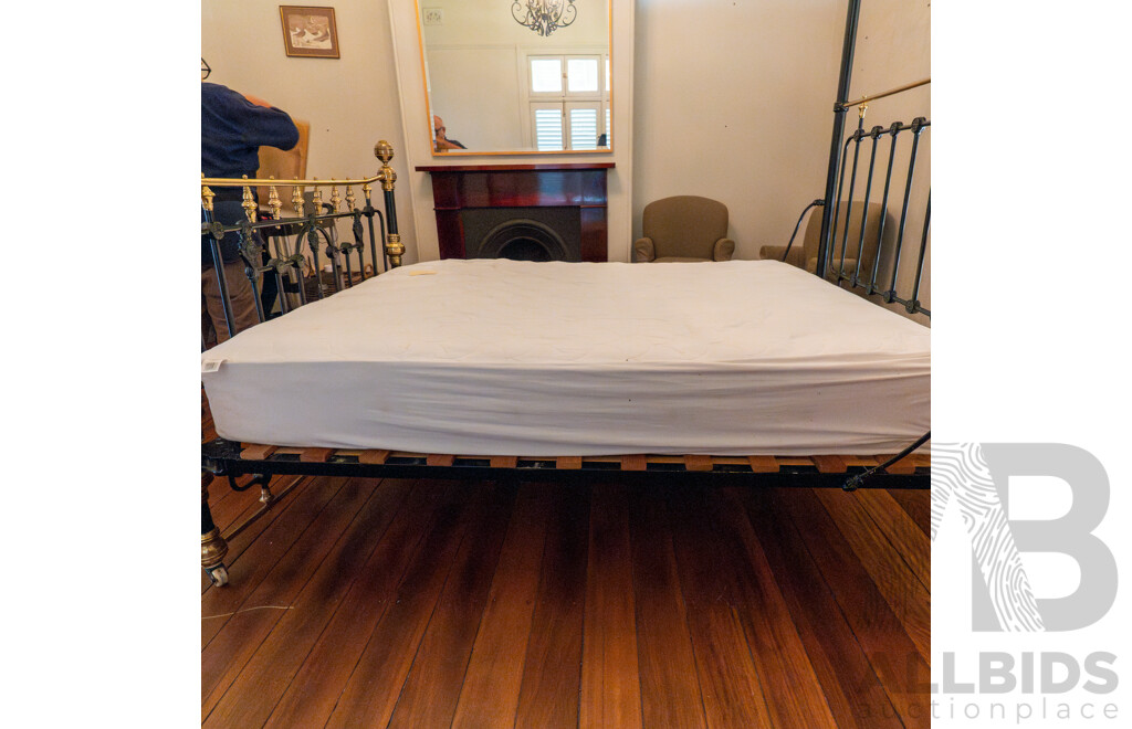 Victorian Cast Iron Half Tester Bed with Mattress