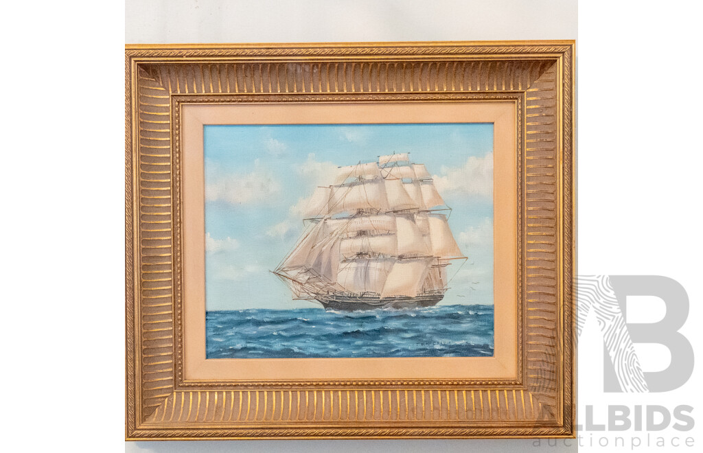 J.E. McCredie, The Cutty Sark, Oil on Board