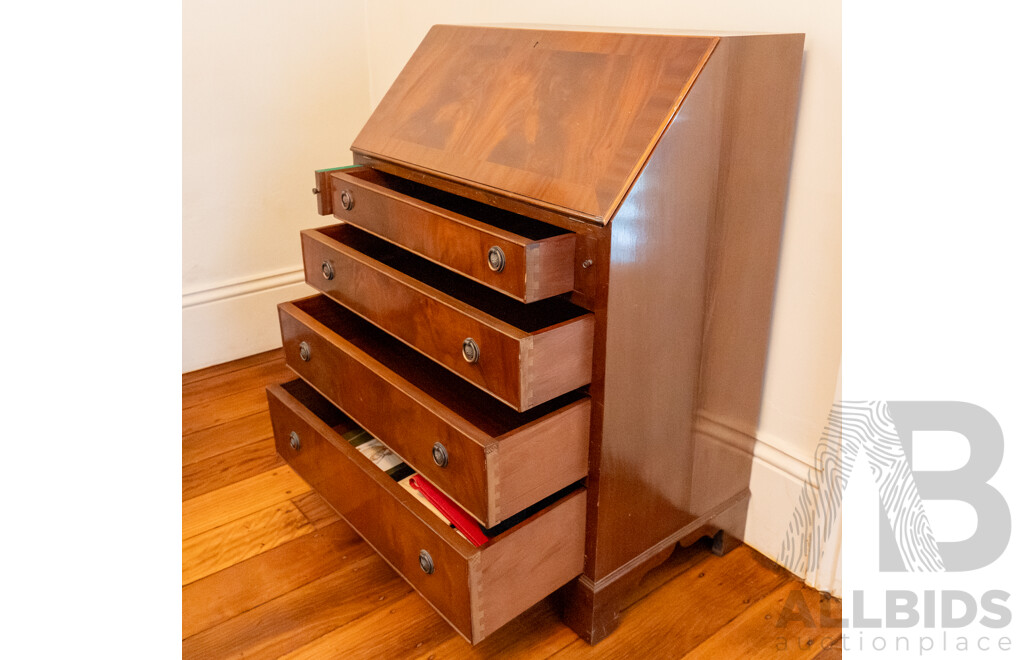 Reproduction Mahogany Drop Front Bureau